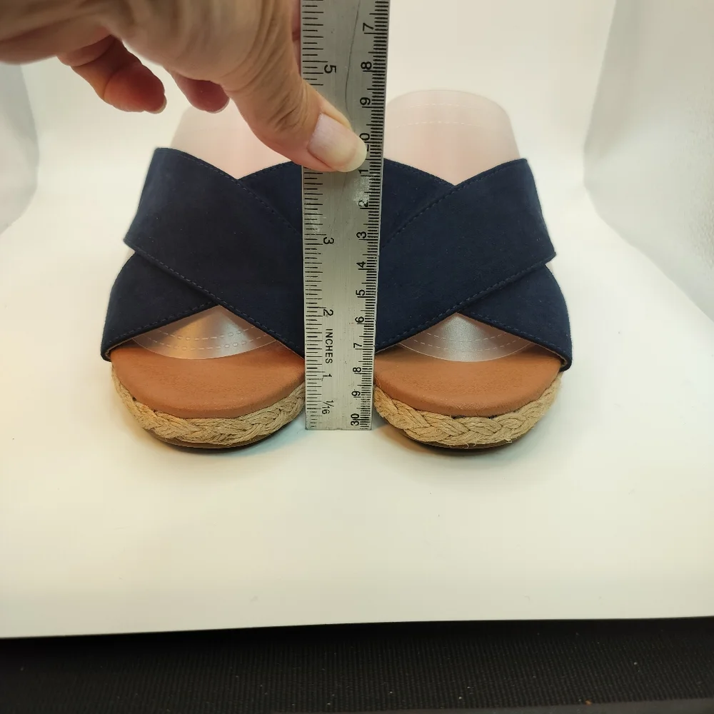 Tommy Bahama‎ Stacey Navy Espadrille Wedge Sandals Cross Strap Womens Sz 8.5